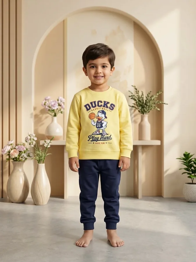 Kids Yellow Graphic Sweatsuit